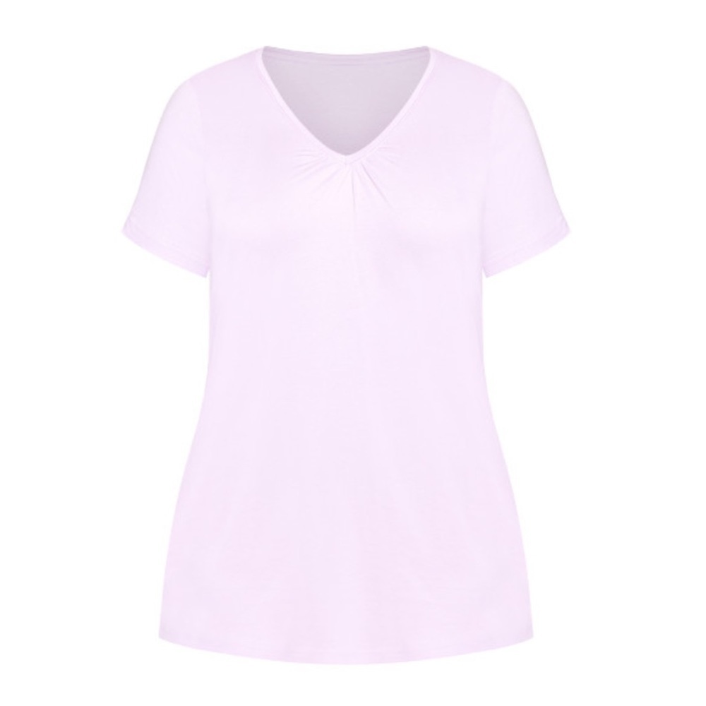 AVENUE EVANS Sasha 14W-32W Lilac Gathered V Neck Cotton Top 1LM06.5 - Picture 3 of 6